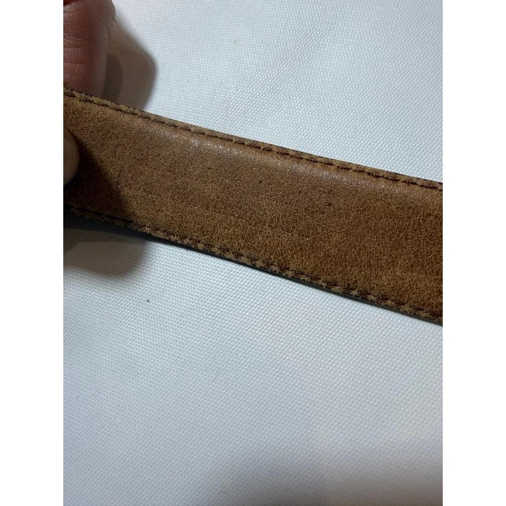 Marshall Fields Croc Embossed Leather Belt 36 Brown Vintage Distressed